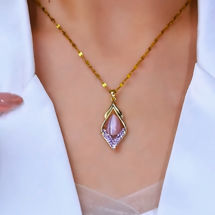 18K Gold Plated Classis Sapphire Necklace